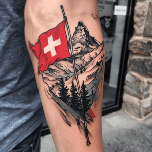 switzerland flag tattoo