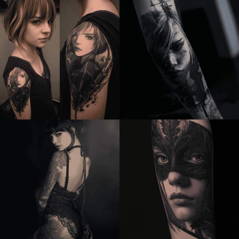 Blackout Tattoo Girl Designs
