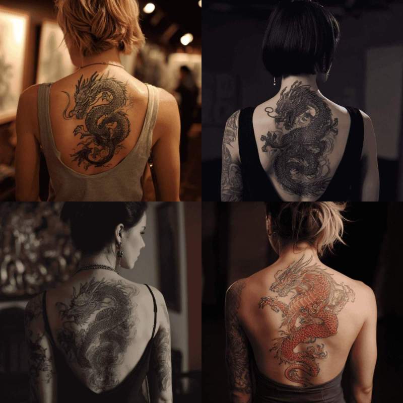 Drachen Tattoo Rücken Frau Designs