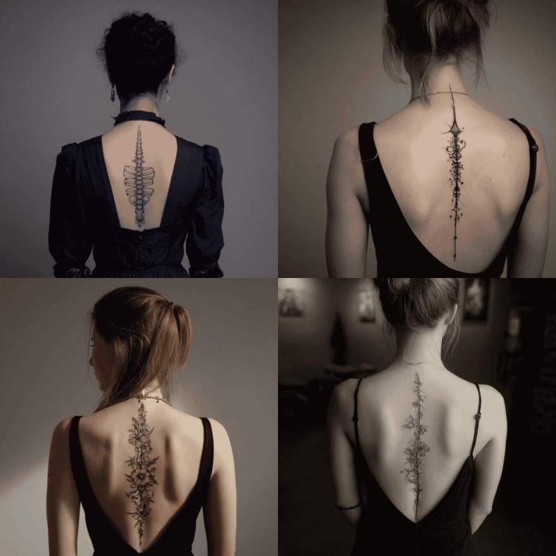Elegante Tattoo Wirbelsäule Frau Dezent Designs