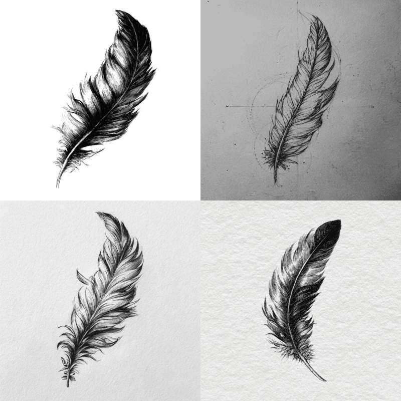 Feder Tattoo Vorlage Skizze