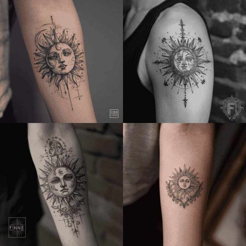 Fineline Tattoo Sonne Designs