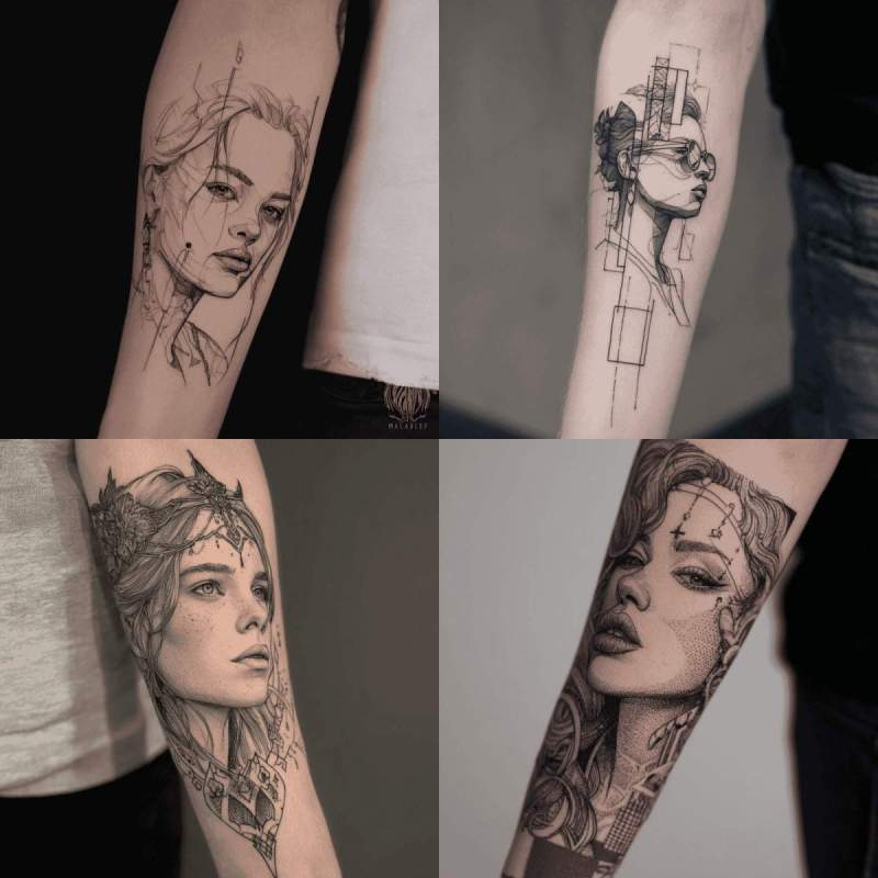 Fineline Tattoo Unterarm Frau Designs