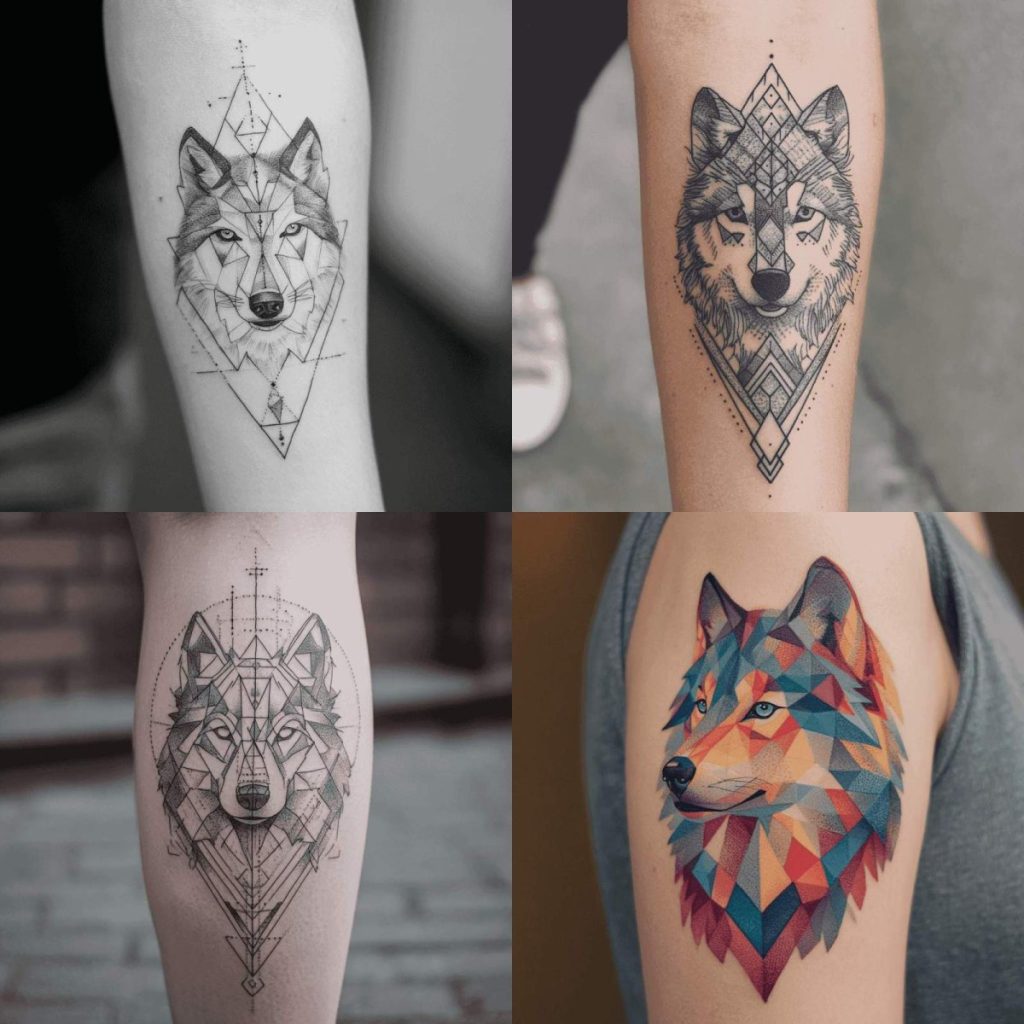 Geometric Wolf Tattoo Designs