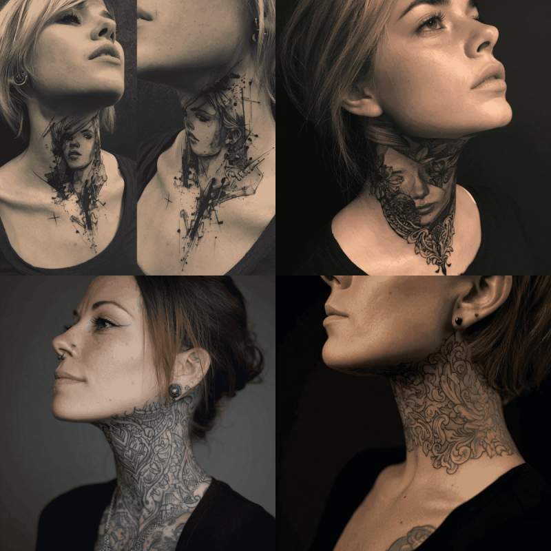 Hals Tattoo Frau Vorne Designs