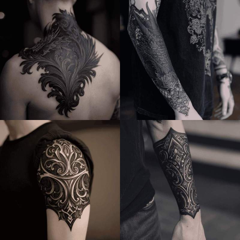 Heavy Blackwork Tattoo Designs