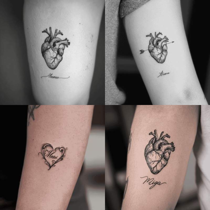 Herz Tattoo mit Namen Designs