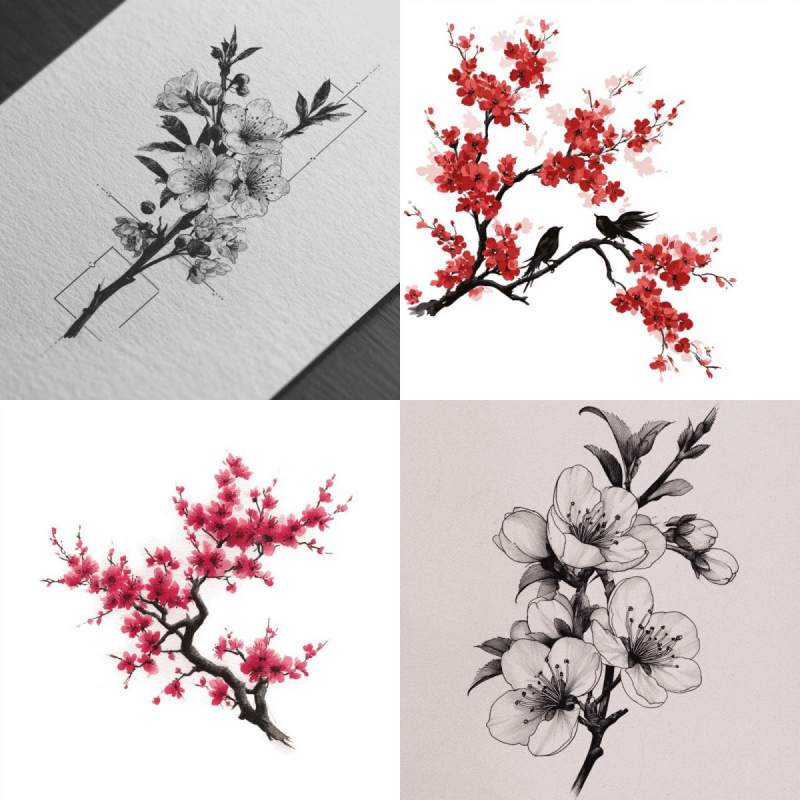Kirschblüten Tattoo Vorlage