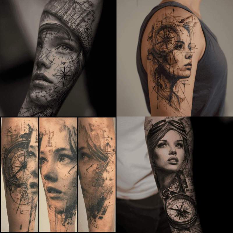 Kompass Tattoo Frau
