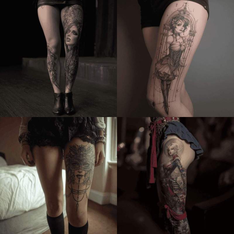 Oberschenkel Tattoo Bein Frau