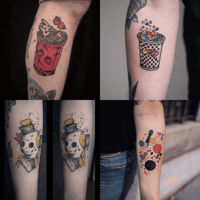 Polka Trash Tattoo Designs