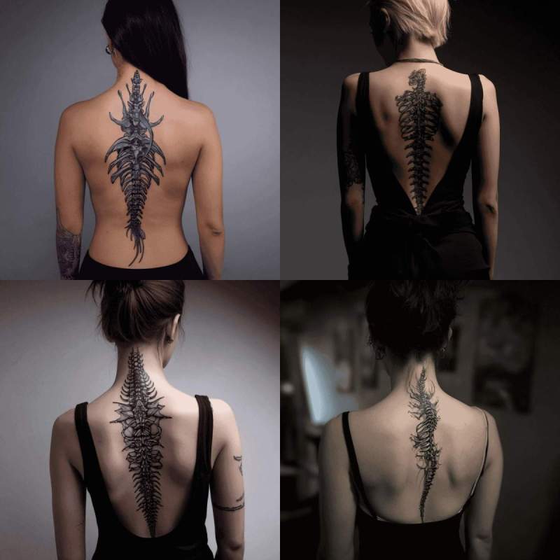 Rücken Tattoo Frau Wirbelsäule Designs