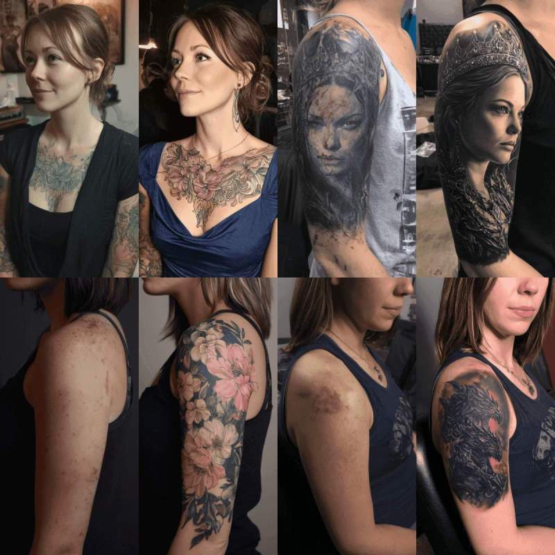 Tätowierte Frauen Vertuschen Designs