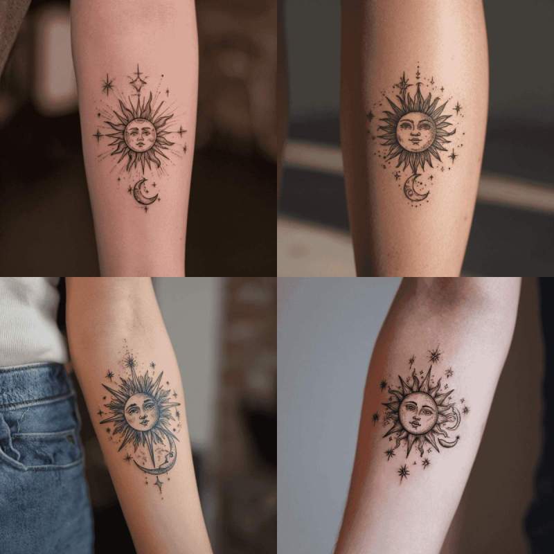 Tattoo Sonne Mond Sterne Designs