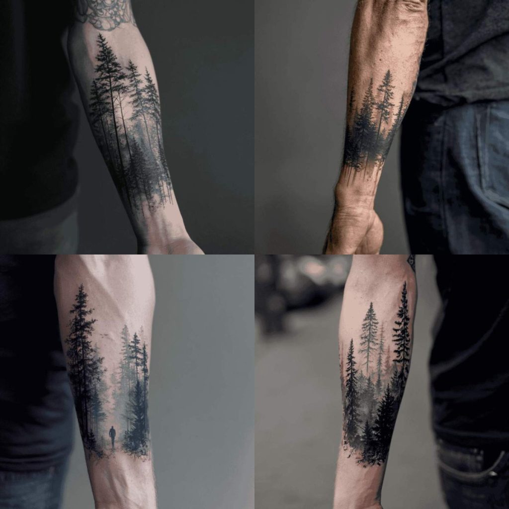 Unterarm Tattoo Mann Wald Designs