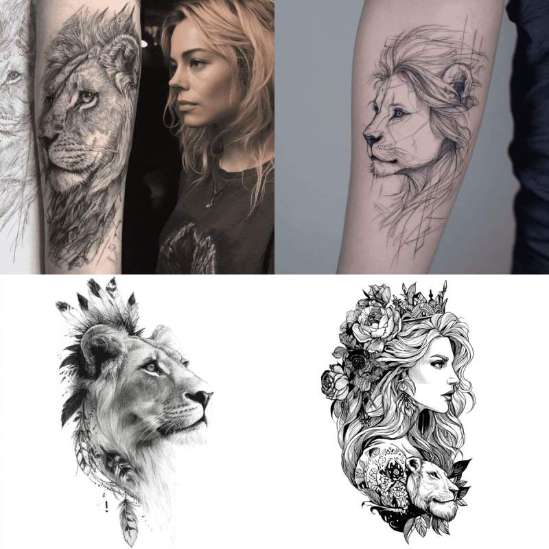 Weiblich Löwe Tattoo Vorlage Frau Designs
