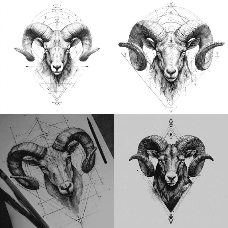 Widder Tattoo Vorlage Designs